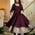 Elegant wine anarkali suit with embroidered border & matching dupatta