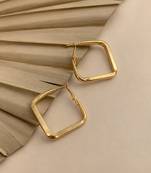 Square gold tone anti tarnish hoop earrings