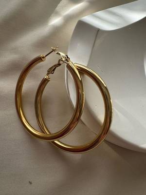 Classic circle gold tone anti tarnish hoop earrings 3