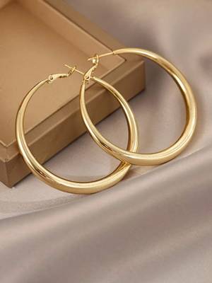 Classic circle gold tone anti tarnish hoop earrings 4