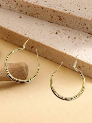 Classic circle gold tone anti tarnish hoop earrings 5