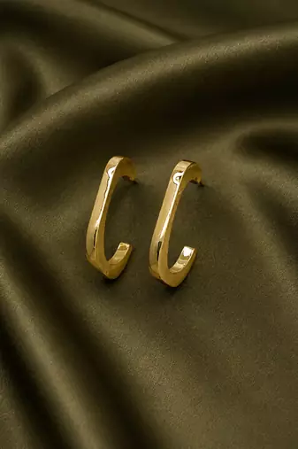 Geometric anti tarnish hoop earrings