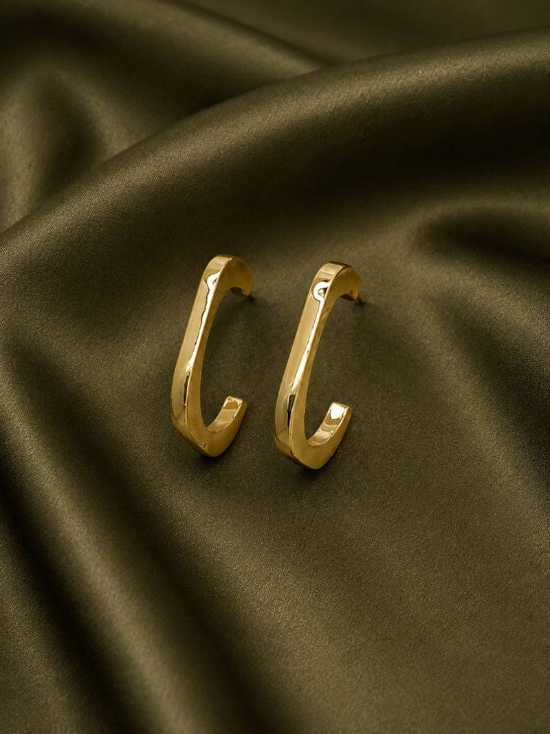 Geometric anti tarnish hoop earrings