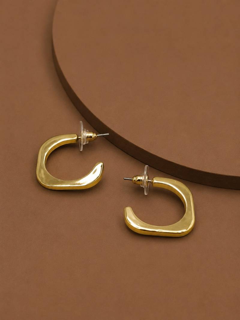 Geometric anti tarnish hoop earrings