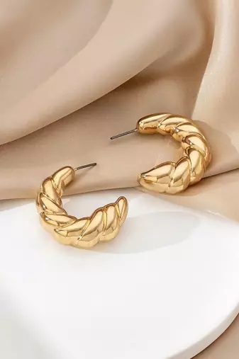 Anti tarnish croissant hoop earrings