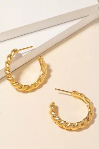 Anti tarnish croissant hoop earrings