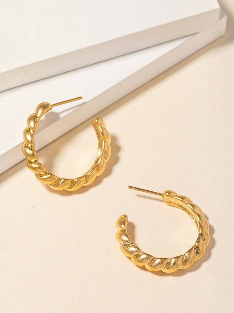 Anti tarnish croissant hoop earrings