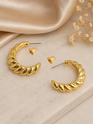 Anti tarnish croissant hoop earrings 5