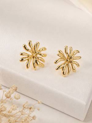Gold plated korean starburst anti tarnish stud earrings 2