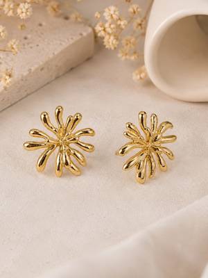 Gold plated korean starburst anti tarnish stud earrings 3