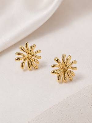 Gold plated korean starburst anti tarnish stud earrings 4