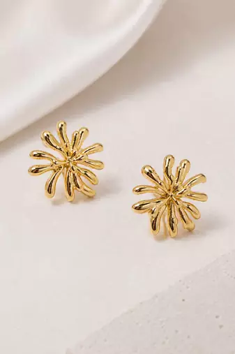 Gold plated korean starburst anti tarnish stud earrings