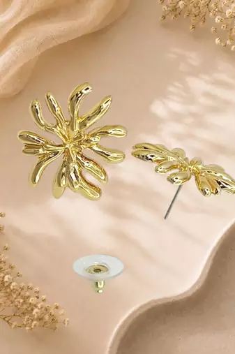 Gold plated korean starburst anti tarnish stud earrings