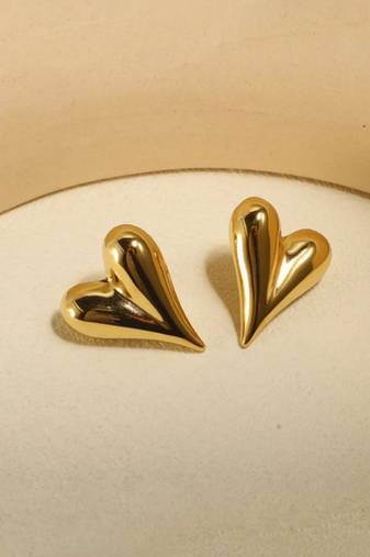 Stainless steel anti tarnish puffy heart stud earrings