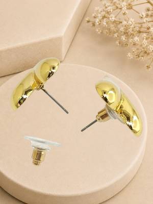 Stainless steel anti tarnish puffy heart stud earrings 5