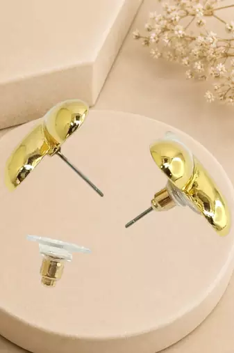 Stainless steel anti tarnish puffy heart stud earrings
