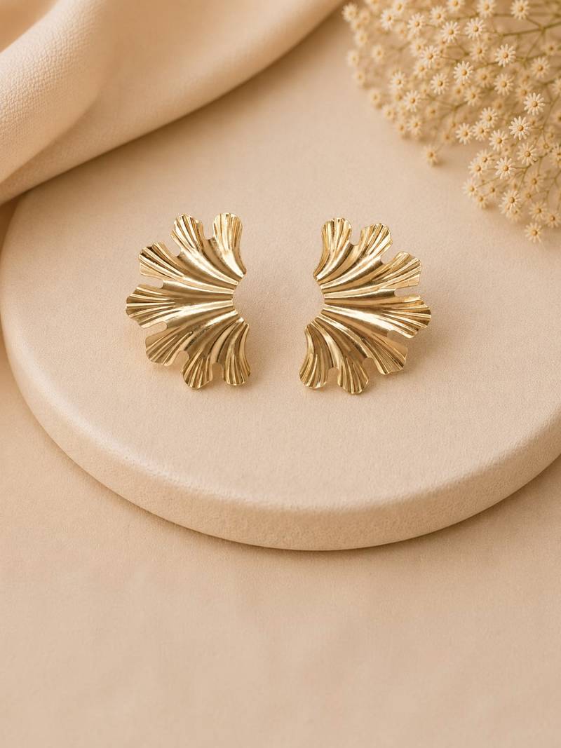 Anti tarnish stylish textured korean earrings