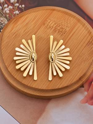 Gold plated sunburst anti tarnish stud earrings 1