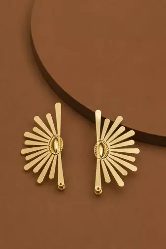 Gold plated sunburst anti tarnish stud earrings