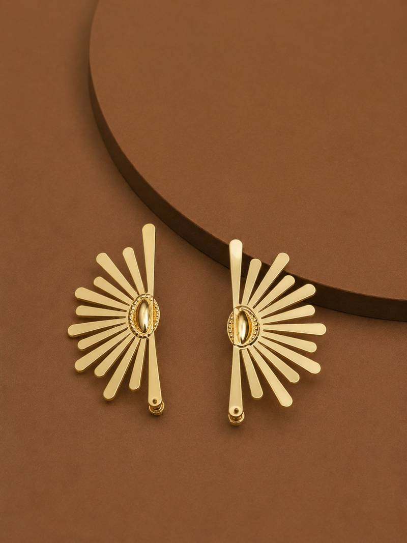 Gold plated sunburst anti tarnish stud earrings