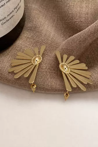Gold plated sunburst anti tarnish stud earrings