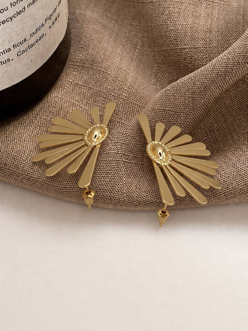 Gold plated sunburst anti tarnish stud earrings