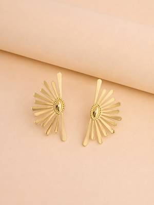 Gold plated sunburst anti tarnish stud earrings 4