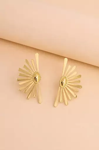 Gold plated sunburst anti tarnish stud earrings