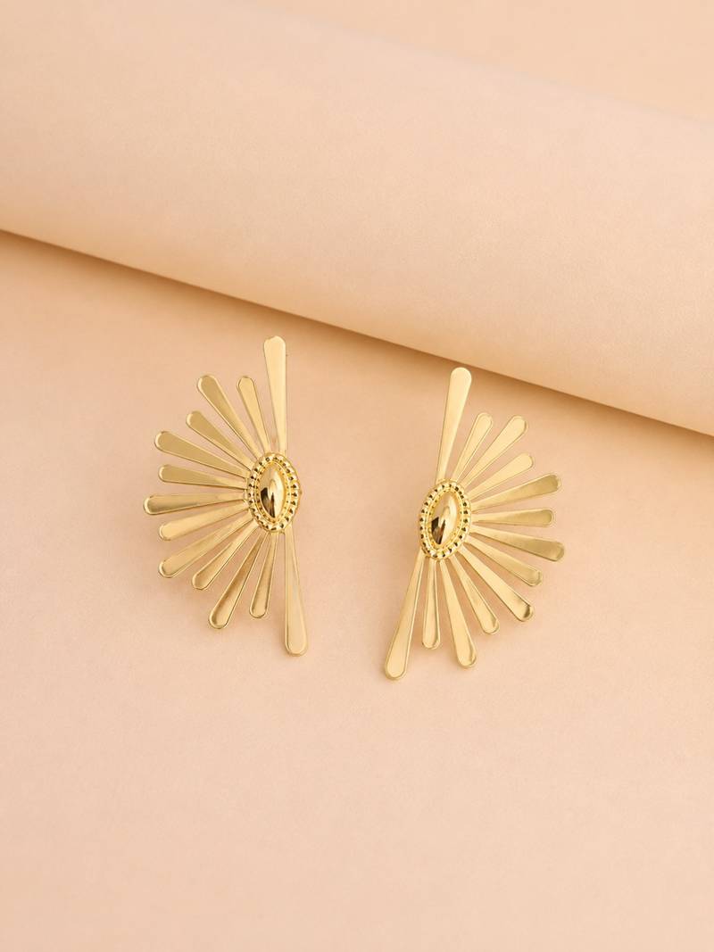 Gold plated sunburst anti tarnish stud earrings