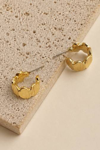 Geometric textured anti tarnish hoop earrings
