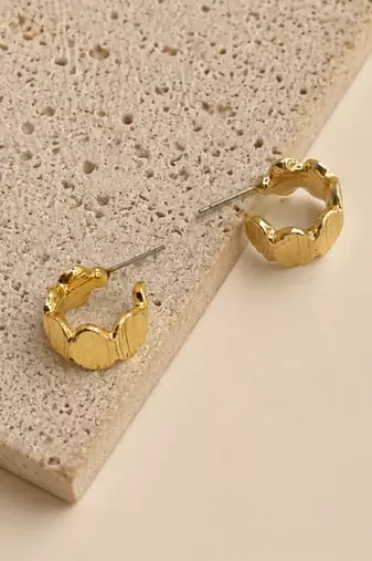 Geometric textured anti tarnish hoop earrings