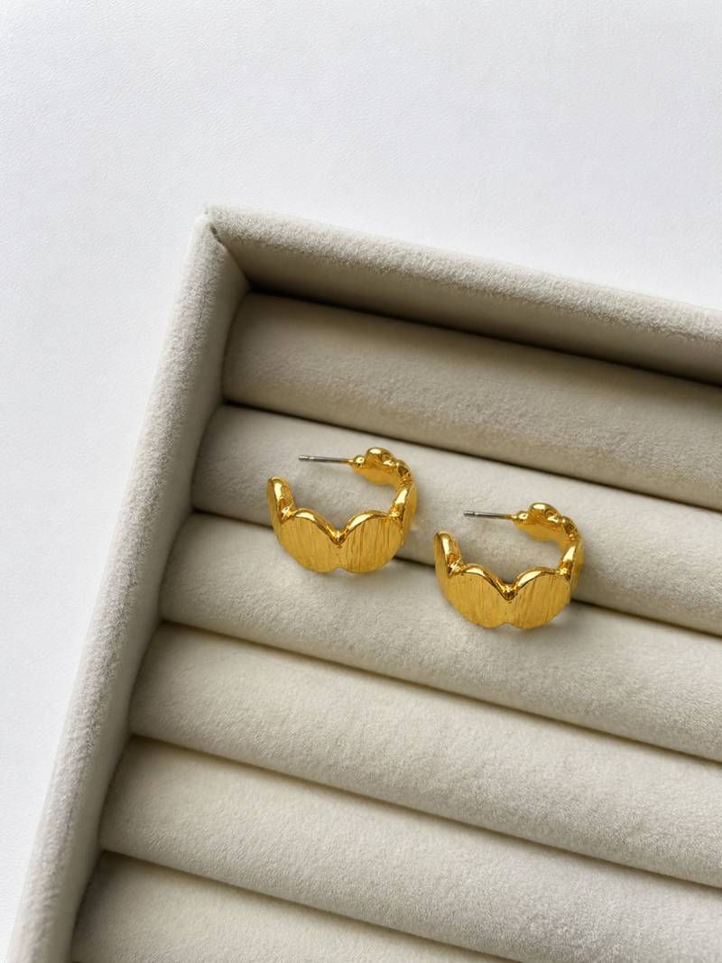 Geometric textured anti tarnish hoop earrings