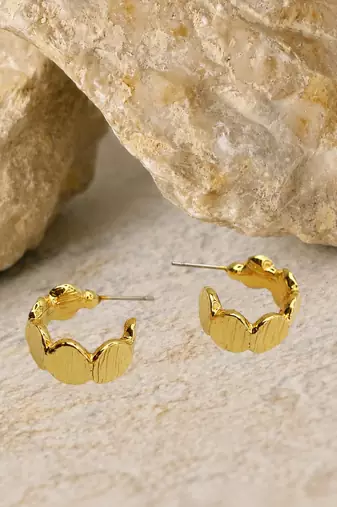 Geometric textured anti tarnish hoop earrings