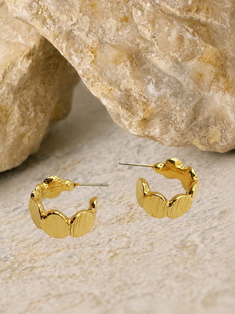 Geometric textured anti tarnish hoop earrings