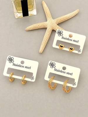 Set of 3 anti tarnish classic combo earrings 1