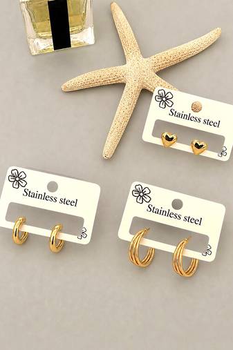 Set of 3 anti tarnish classic combo earrings