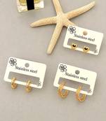 Set of 3 anti tarnish classic combo earrings