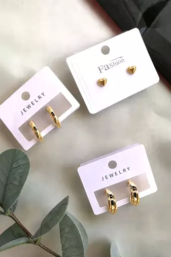 Set of 3 anti tarnish classic combo earrings