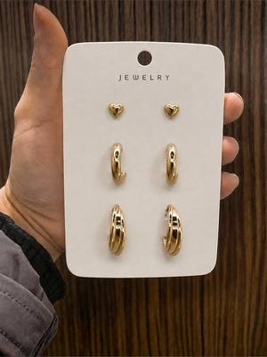 Set of 3 anti tarnish classic combo earrings 3