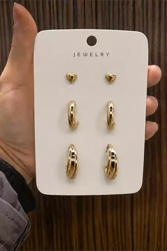 Set of 3 anti tarnish classic combo earrings