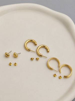 Set of 3 anti tarnish classic combo earrings 4