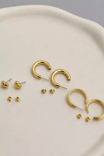 Set of 3 anti tarnish classic combo earrings