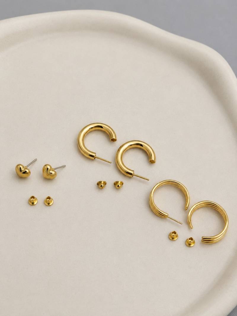 Set of 3 anti tarnish classic combo earrings