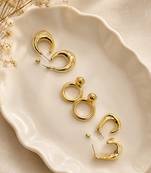 Set of 3 trendy geometric anti tarnish combo earrings