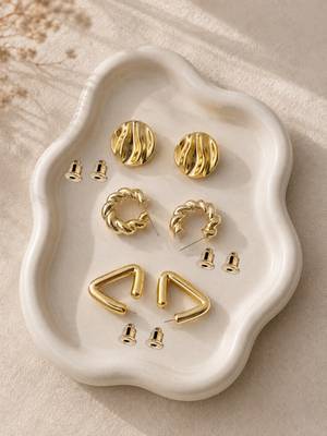 Set of 3 anti tarnish geometric twisted korean combo earrings 1