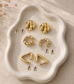 Set of 3 anti tarnish geometric twisted korean combo earrings