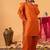 Orange embroidered straight kurta with farshi salwar & dupatta set