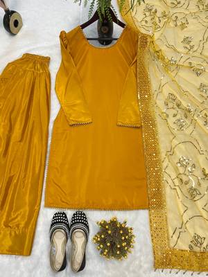 Musterd embroidered straight kurta with farshi salwar & dupatta set 4