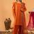 Orange embroidered straight kurta with farshi salwar & dupatta set