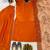 Orange embroidered straight kurta with farshi salwar & dupatta set